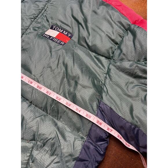 VTG 90s Duck Down Feather Tommy Hilfiger Puffer Jacket Gucci Color Block Size L - Picture 6 of 13